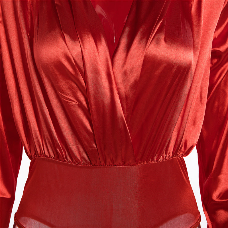 Mid-length Satin Shirt And Long-sleeved T-shirt