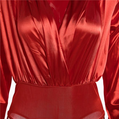 Mid-length Satin Shirt And Long-sleeved T-shirt