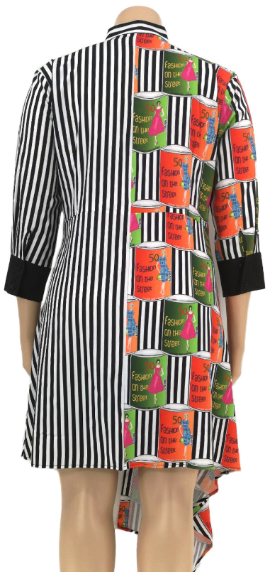 Printed striped shirt skirt