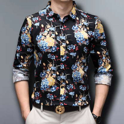 Chinese style floral shirt