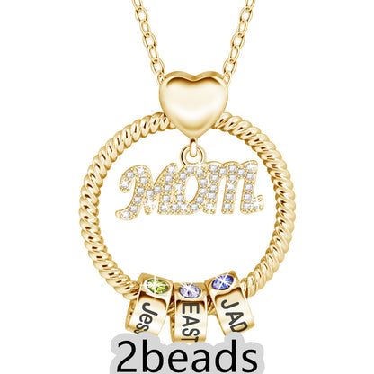 Mother's Day Gift Personalized Circle Pendant with Custom Beads Birthstone Pendant