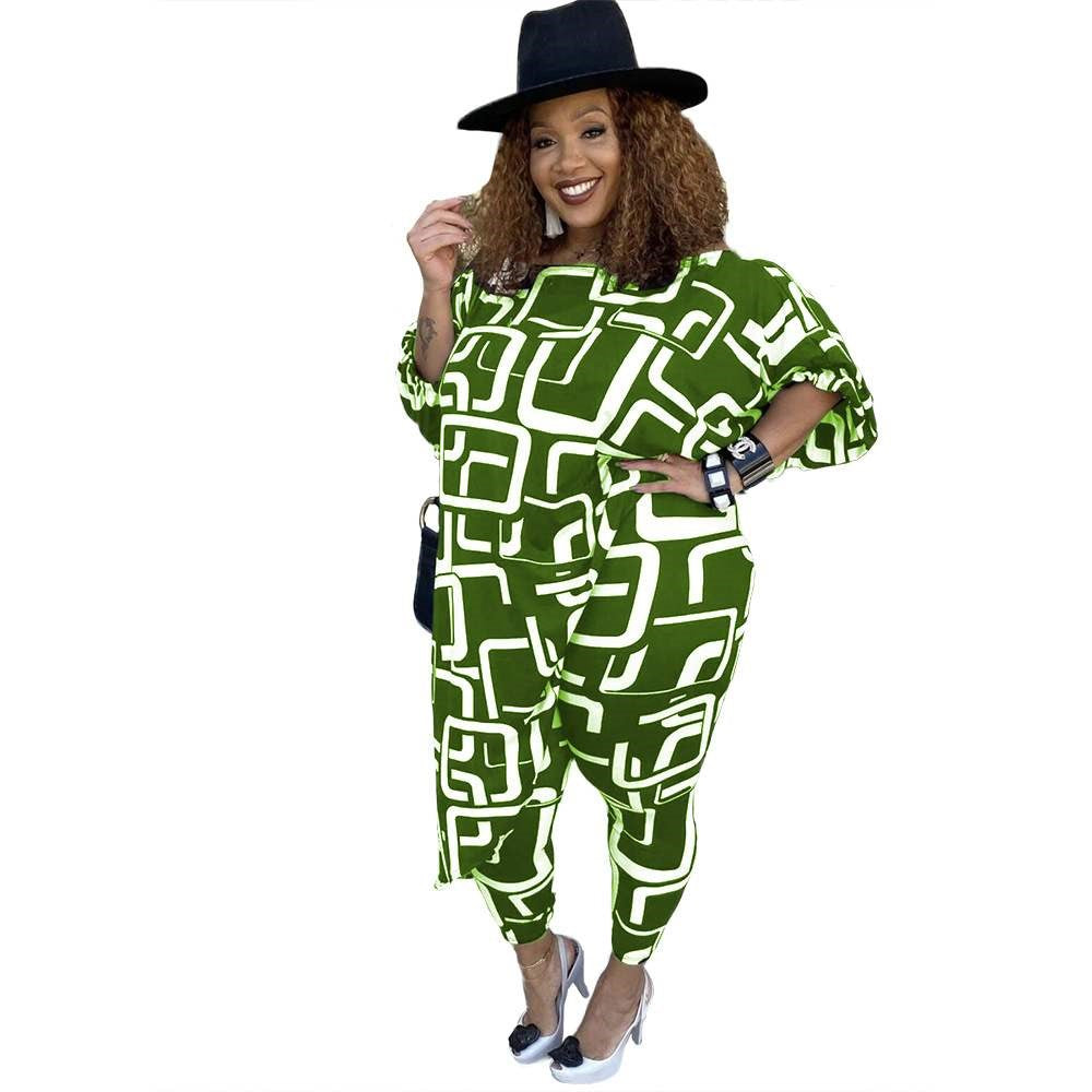 Printing Large Fat Woman Fashion Casual Suit