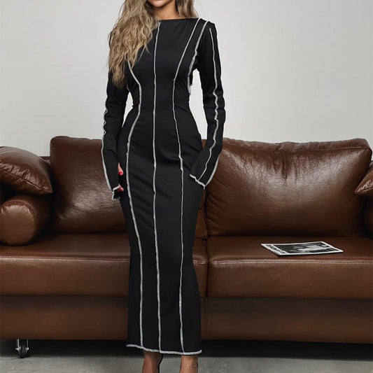 Round-neck Long-sleeved Dress Beauty Clothing