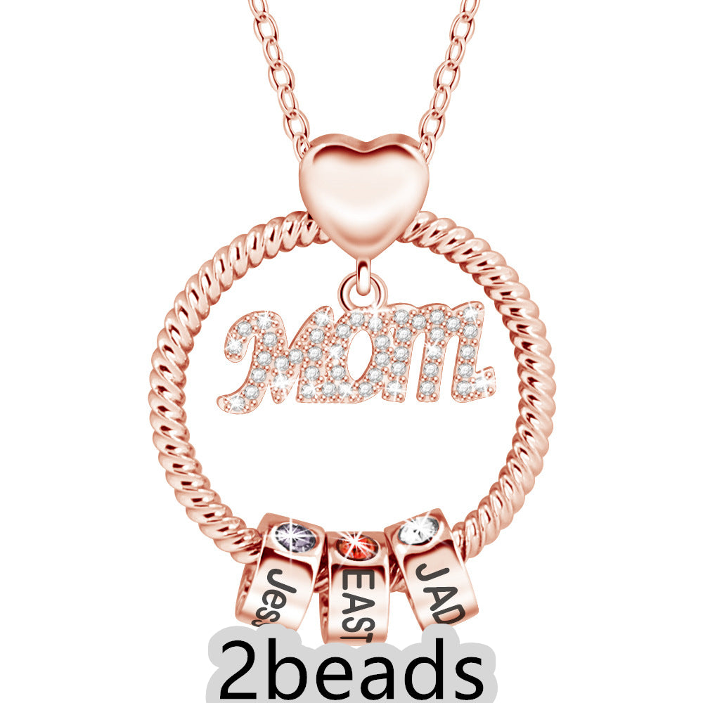 Mother's Day Gift Personalized Circle Pendant with Custom Beads Birthstone Pendant
