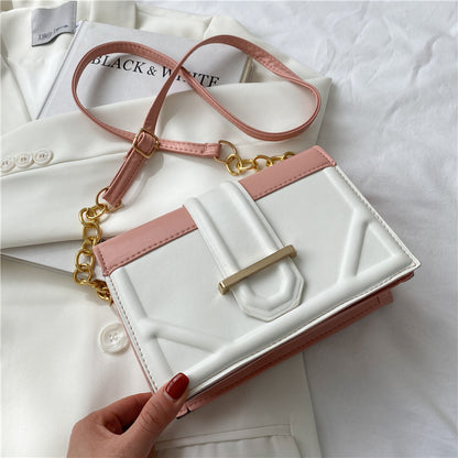 Ladies Popular One-shoulder Hit Color Small Square Bag