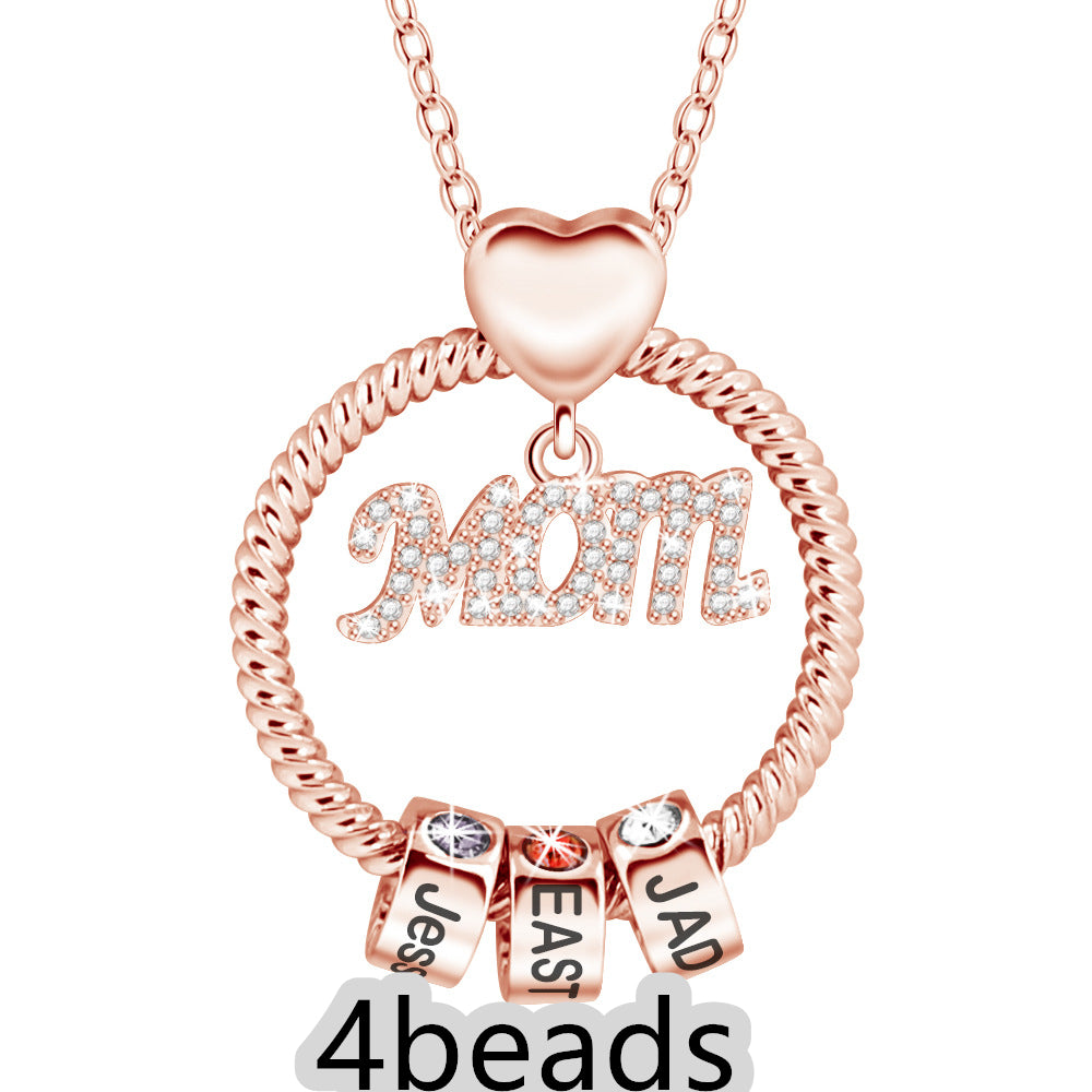 Mother's Day Gift Personalized Circle Pendant with Custom Beads Birthstone Pendant
