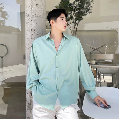 Men's Long-sleeved Loose Slouchy Shirt Bottoming Shirt Top