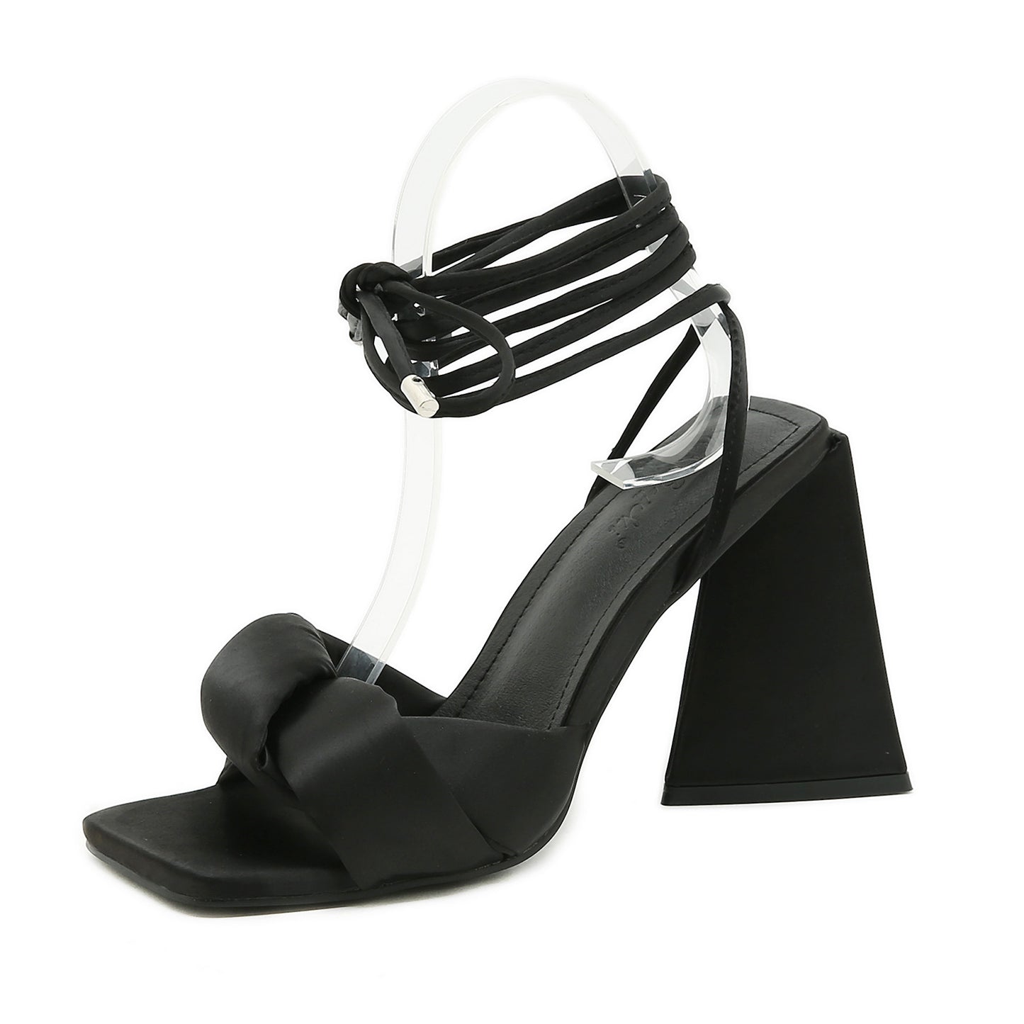 Sandals Triangle Block High Heel Square Toe Roman Shoes