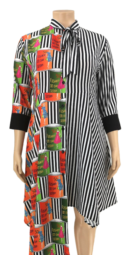 Printed striped shirt skirt