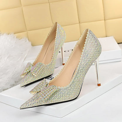 Sweet Women\'s Princess Wedding Shoes Thin High Heels Shallow Mouth