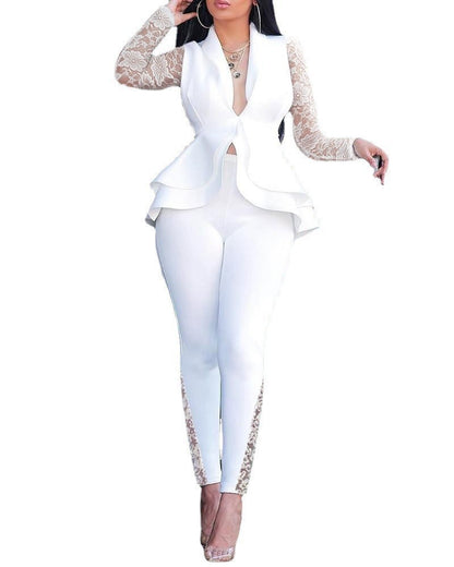 Ruffled Air Layer Business Wear Lace Suit