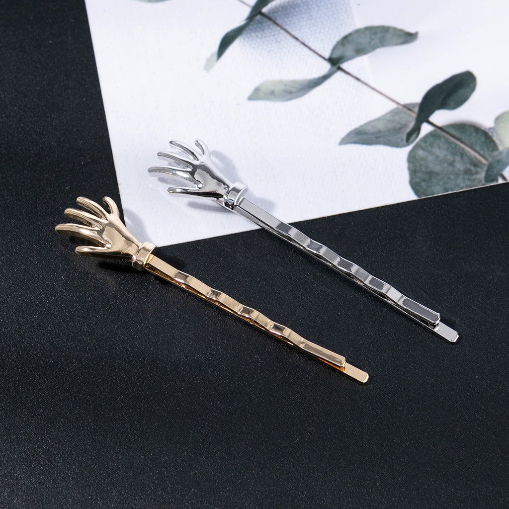 New Arrival Metal Skull Hand Hair Clips For Women Fashion