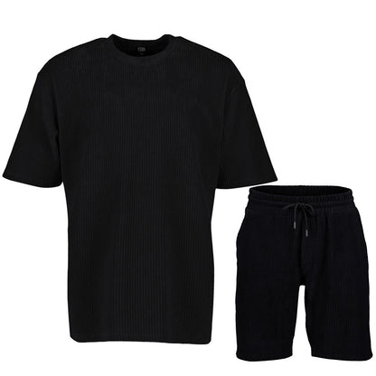 Men's Loose Solid Color Sports And Leisure Striped Suit