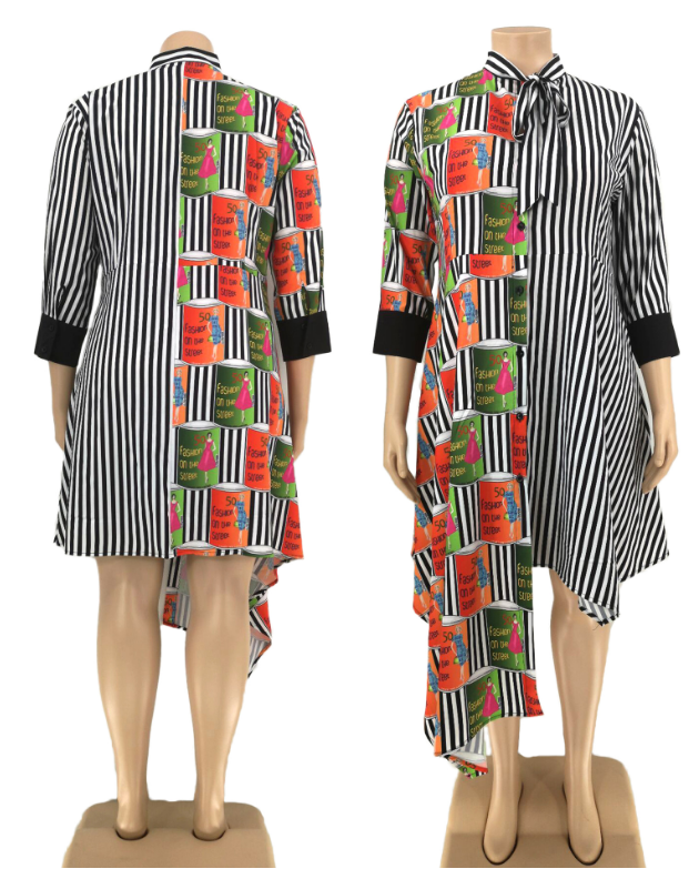 Printed striped shirt skirt