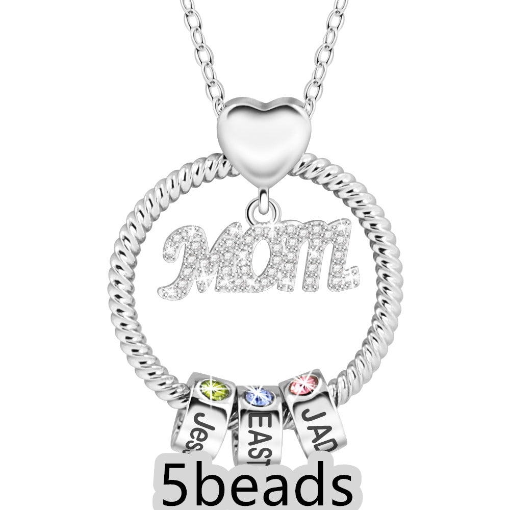 Mother's Day Gift Personalized Circle Pendant with Custom Beads Birthstone Pendant