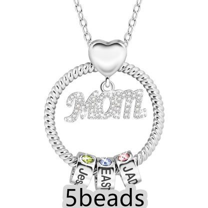Mother's Day Gift Personalized Circle Pendant with Custom Beads Birthstone Pendant