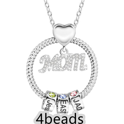Mother's Day Gift Personalized Circle Pendant with Custom Beads Birthstone Pendant