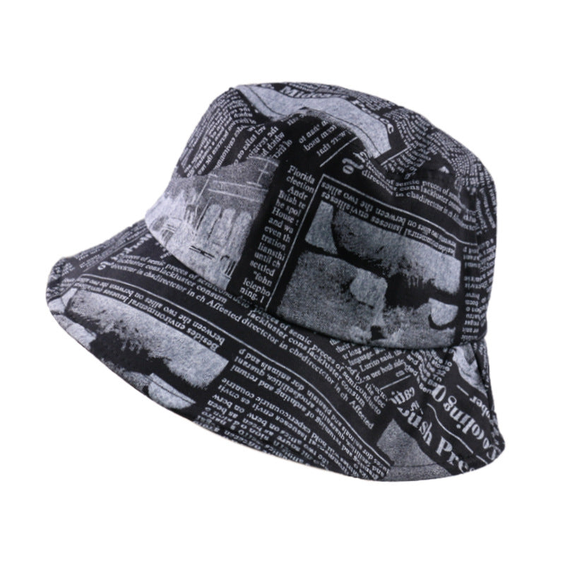 Men And Women Do Old Newspaper Pattern Printing Sun Hat