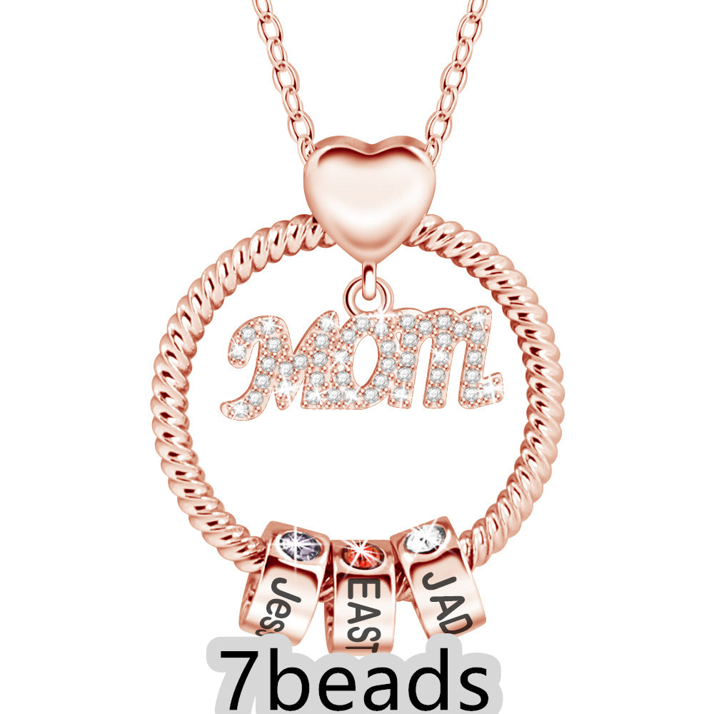Mother's Day Gift Personalized Circle Pendant with Custom Beads Birthstone Pendant