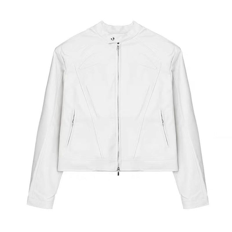Leather Padded Shoulder Jacket For Men's Short