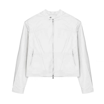 Leather Padded Shoulder Jacket For Men's Short