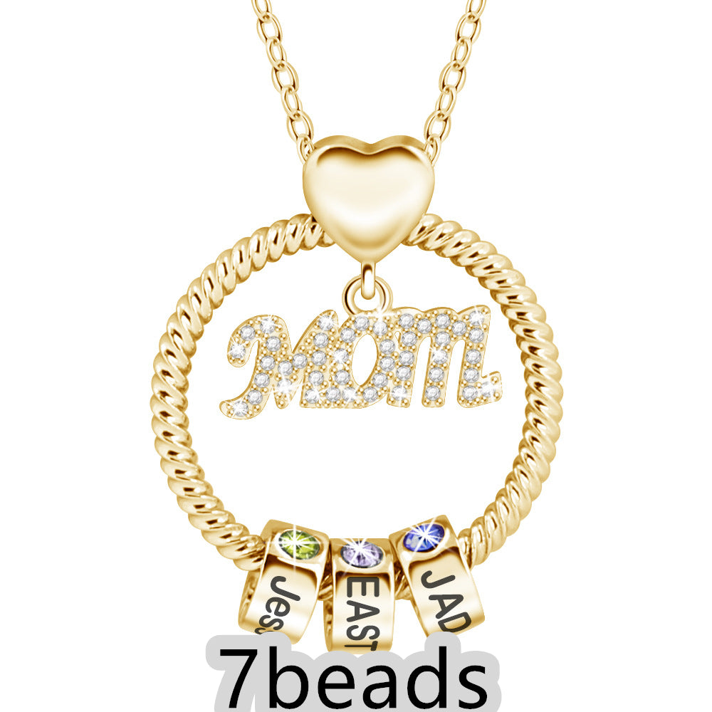 Mother's Day Gift Personalized Circle Pendant with Custom Beads Birthstone Pendant