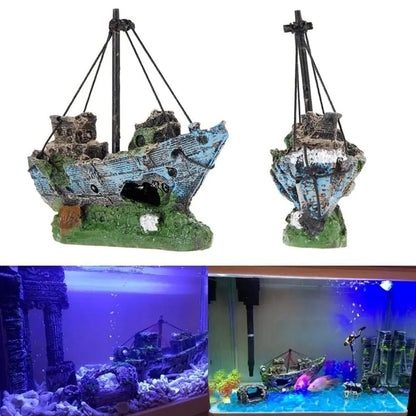Pirate Ship Aquarium Ornament - Safe Resin Fish Tank Decor