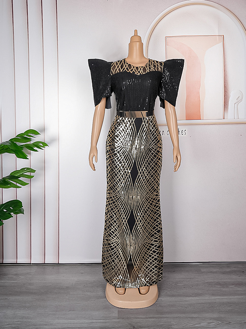 Sequined Christmas Women's Clothing Plus Size Dress