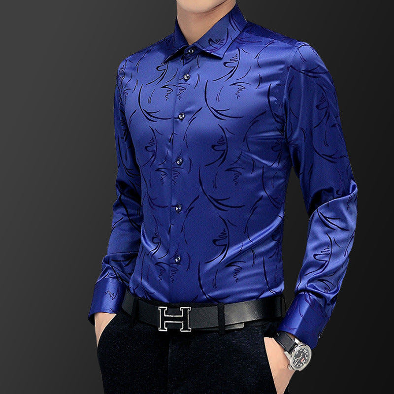 Men's Long-sleeved Shirt Korean-style Slim-fit Youth Shirt
