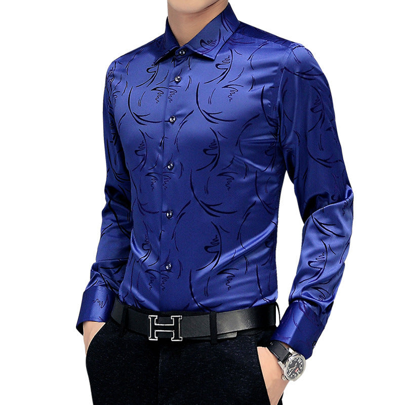 Men's Long-sleeved Shirt Korean-style Slim-fit Youth Shirt