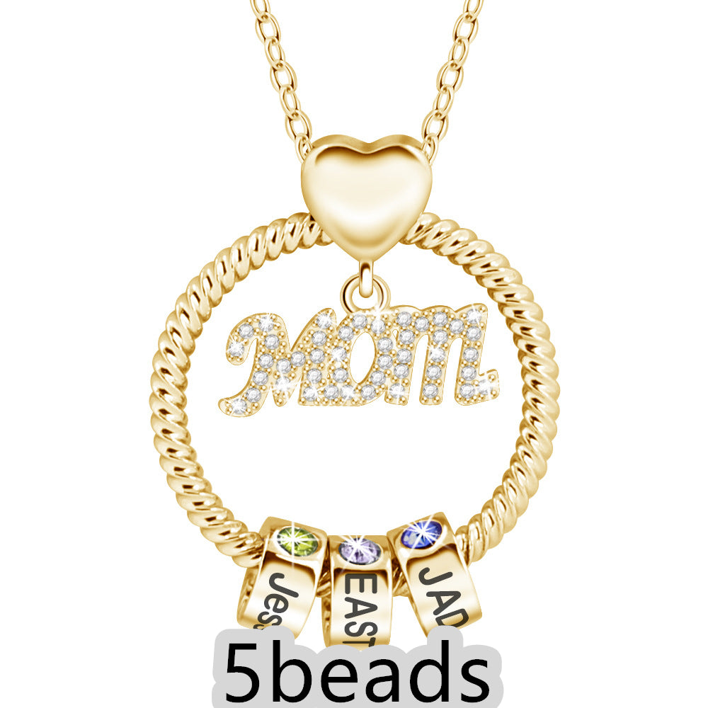 Mother's Day Gift Personalized Circle Pendant with Custom Beads Birthstone Pendant