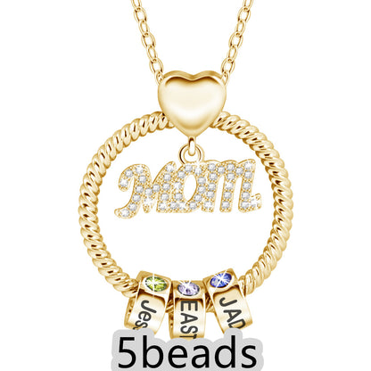 Mother's Day Gift Personalized Circle Pendant with Custom Beads Birthstone Pendant