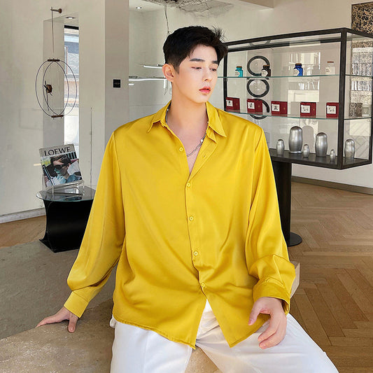 Men's Long-sleeved Loose Slouchy Shirt Bottoming Shirt Top