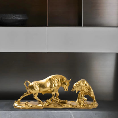 7-inch Bronze Bull and Bear Statue | Finance & Office Decor