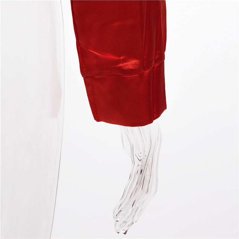 Mid-length Satin Shirt And Long-sleeved T-shirt