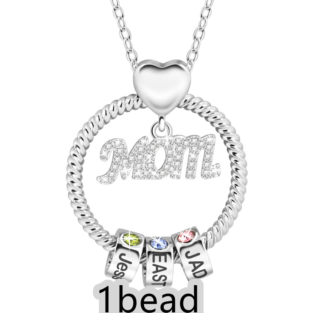 Mother's Day Gift Personalized Circle Pendant with Custom Beads Birthstone Pendant