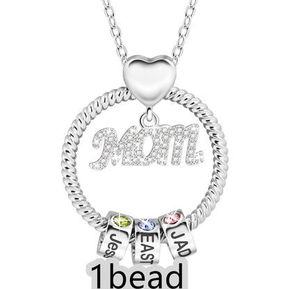 Mother's Day Gift Personalized Circle Pendant with Custom Beads Birthstone Pendant
