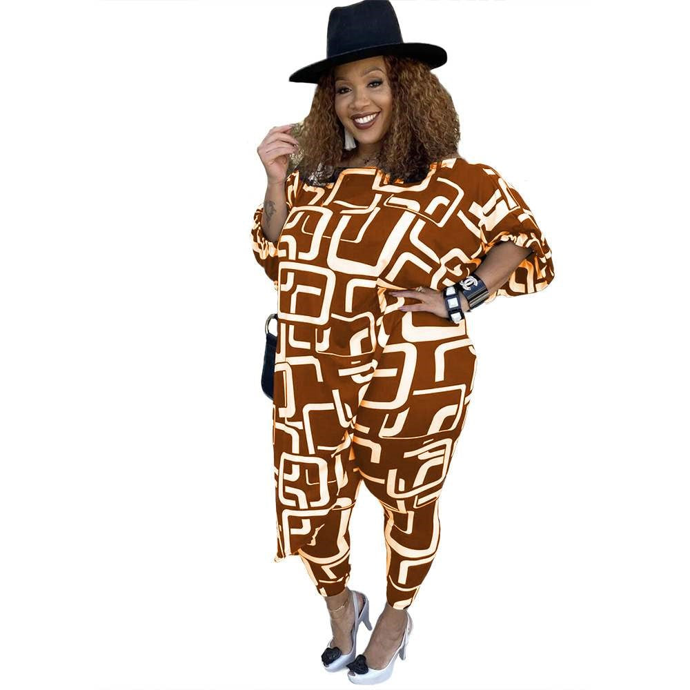 Printing Large Fat Woman Fashion Casual Suit