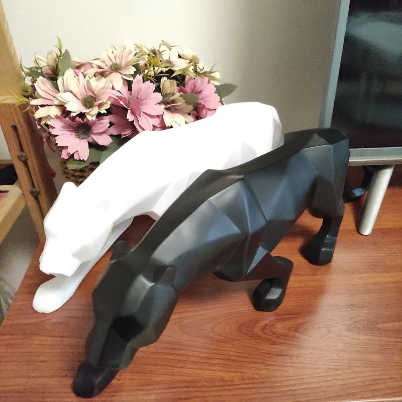 ERMAKOVA Geometric Panther Sculpture | Modern Resin Decor