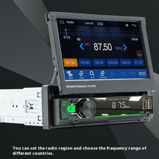 Car stereo system with digital display on a dark background