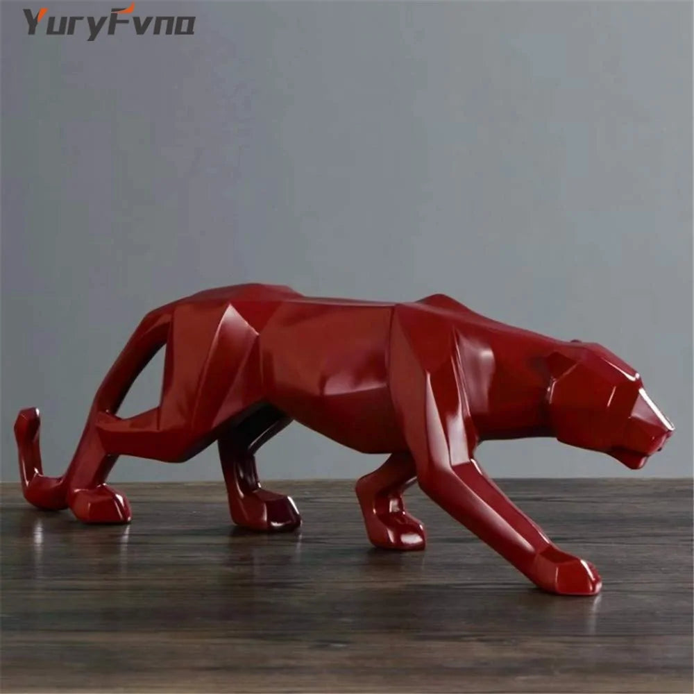 Modern Abstract Leopard Resin Statue for Home Decor