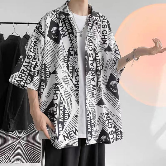 Vintage Oil Painting Floral Shirt For Men