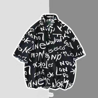 Men's Vintage Oil Painting Floral Short Sleeve Shirt