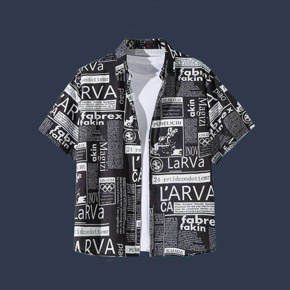 Men's Vintage Oil Painting Floral Short Sleeve Shirt