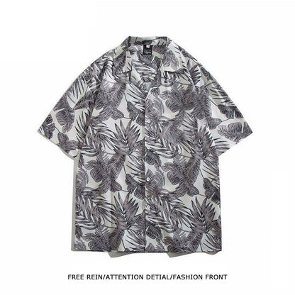 Men's Vintage Oil Painting Floral Short Sleeve Shirt