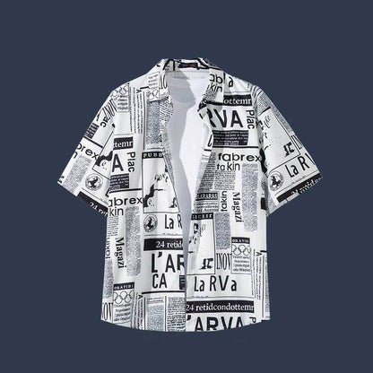 Men's Vintage Oil Painting Floral Short Sleeve Shirt