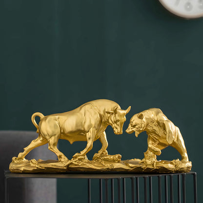 7-inch Bronze Bull and Bear Statue | Finance & Office Decor
