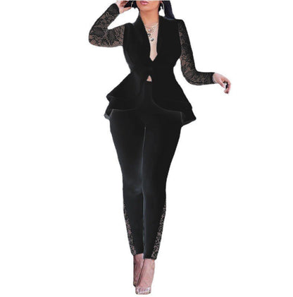 Ruffled Air Layer Business Wear Lace Suit