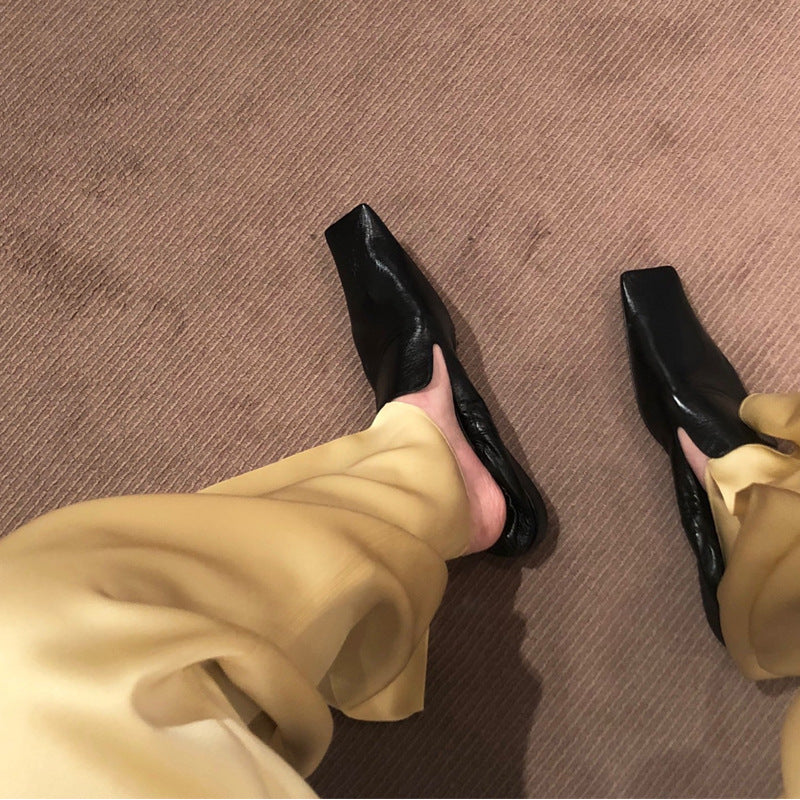 Flat men Head Retro Shallow Mouth Soft Sole Single Shoes