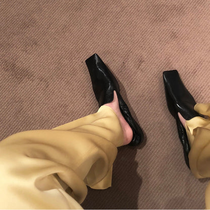 Flat men Head Retro Shallow Mouth Soft Sole Single Shoes